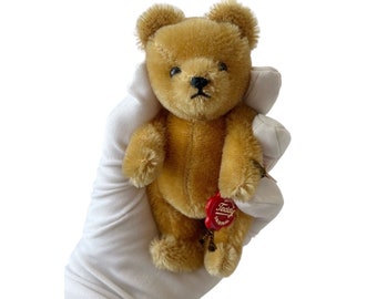 Vintage Hermann Original Miniature Mohair Teddy Bear – Tagged, Jointed, Glass Eyes *