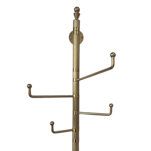 Vintage German Brass Wall-Mounted Coat Rack with Four Pivoting Arms  Hollywood Regency