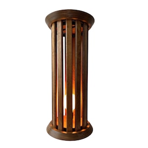 Vintage Scandinavian Wooden Pedestal Floor Lamp, 1970s Danish Design, Multi-Functional Light & Side Table