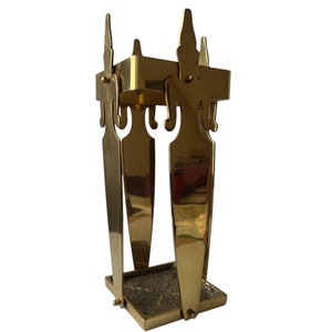 Vintage Brass Umbrella Stand with Ornamental Figurines | Italian Design | 1970s