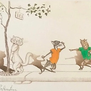 Boris O’Klein, Perros sucios de París. Grabado original firmado.