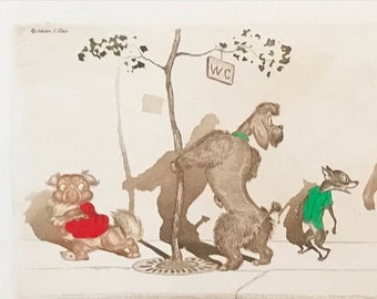 Boris O’Klein, Dirty Dogs of Paris. Original Signed Etching.