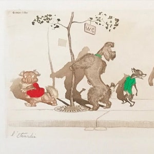 Boris O’Klein, Dirty Dogs of Paris. Oryginalna sygnowana akwaforta.