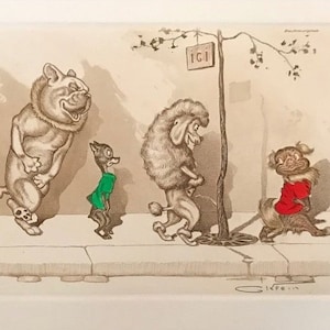 Boris O’Klein. Original Signed Etching. Dirty Dogs of Paris.