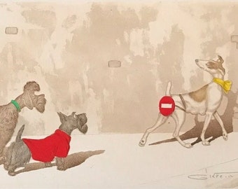 Boris O’Klein, Dirty Dogs of Paris. Original Signed Etching.