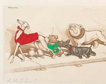 Boris O’Klein, Dirty Dogs of Paris. Original Signed Etching.