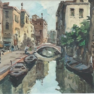 Original Oil Painting “Rio S. Felice Venice” by Bridda, circa 1950-60s - Signed with Certificate of Authenticity - Framed with Plexiglass