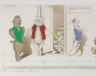 Boris O’Klein, Dirty Dogs of Paris. Original Signed Etching.