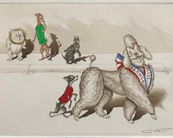 Boris O'klein, Dirty Dogs of Paris. Original Signed Etching
