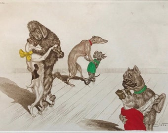 Boris O’Klein, Dirty Dogs of Paris. Original Signed Etching.