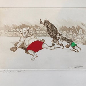 Boris O’Klein, Perros sucios de París. Grabado original firmado.