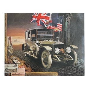 Rolls Royce. Silver Ghost. 1914. Silver Ghost used by King George V. Vintage Cars Lithographs. 1971.