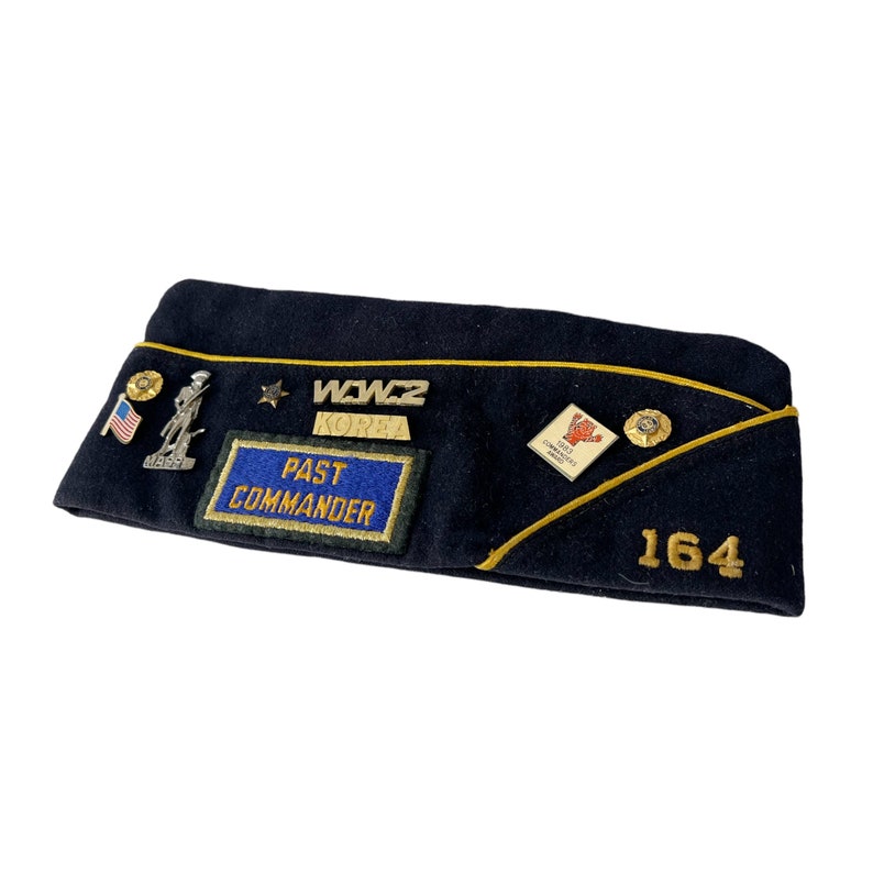 Vintage American Legion Cap: WW2 Korea Past Commander, Metal Pins (size ...