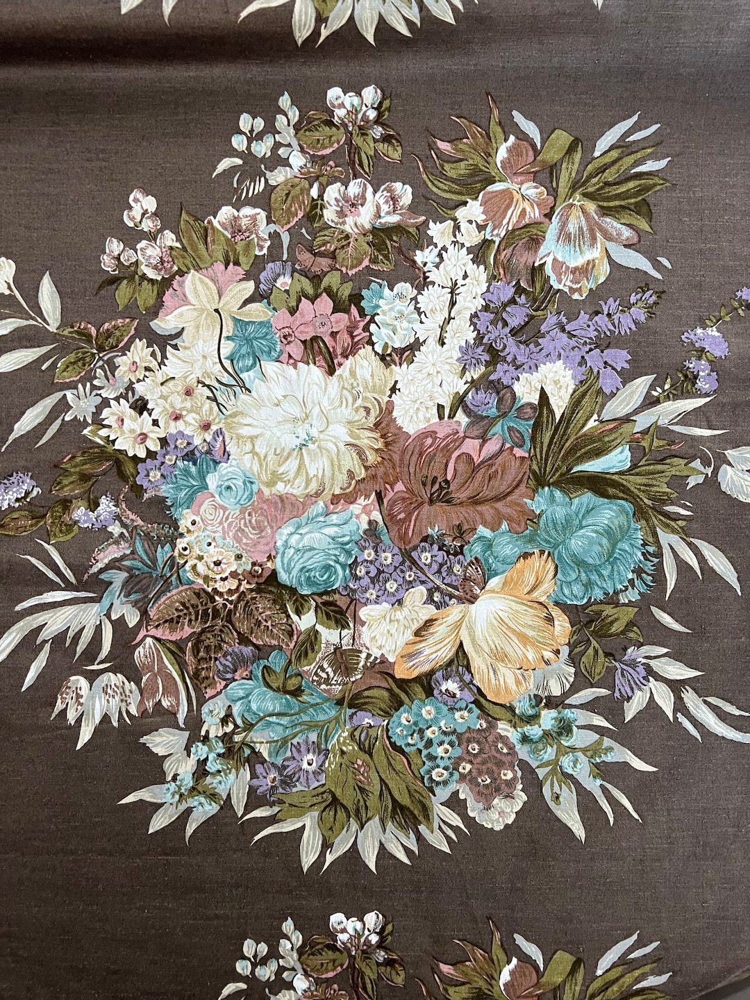 Vintage Floral Upholstery Fabric. French Cotton Satin Fabric. Etsy