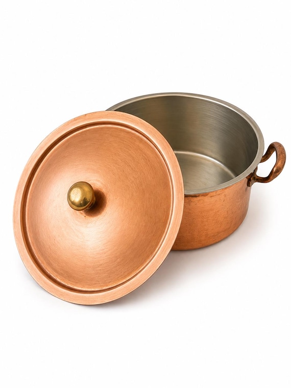 Vintage Spring Culinox Copper Casserole With Lid, Swiss Made 1.5L