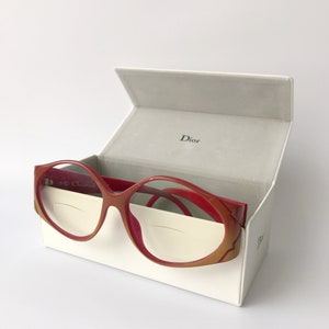 Vintage Christian Dior Glasses Frame Mod. 2348-10 | Bicolor Red & Brown Optyl Frame | Oversized Lens | With Original Box