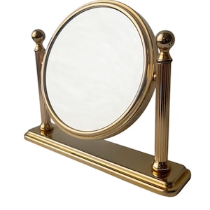 Vintage Italian Two-Sided Brass Vanity Mirror – 1950s-60s, Magnifying & Standard