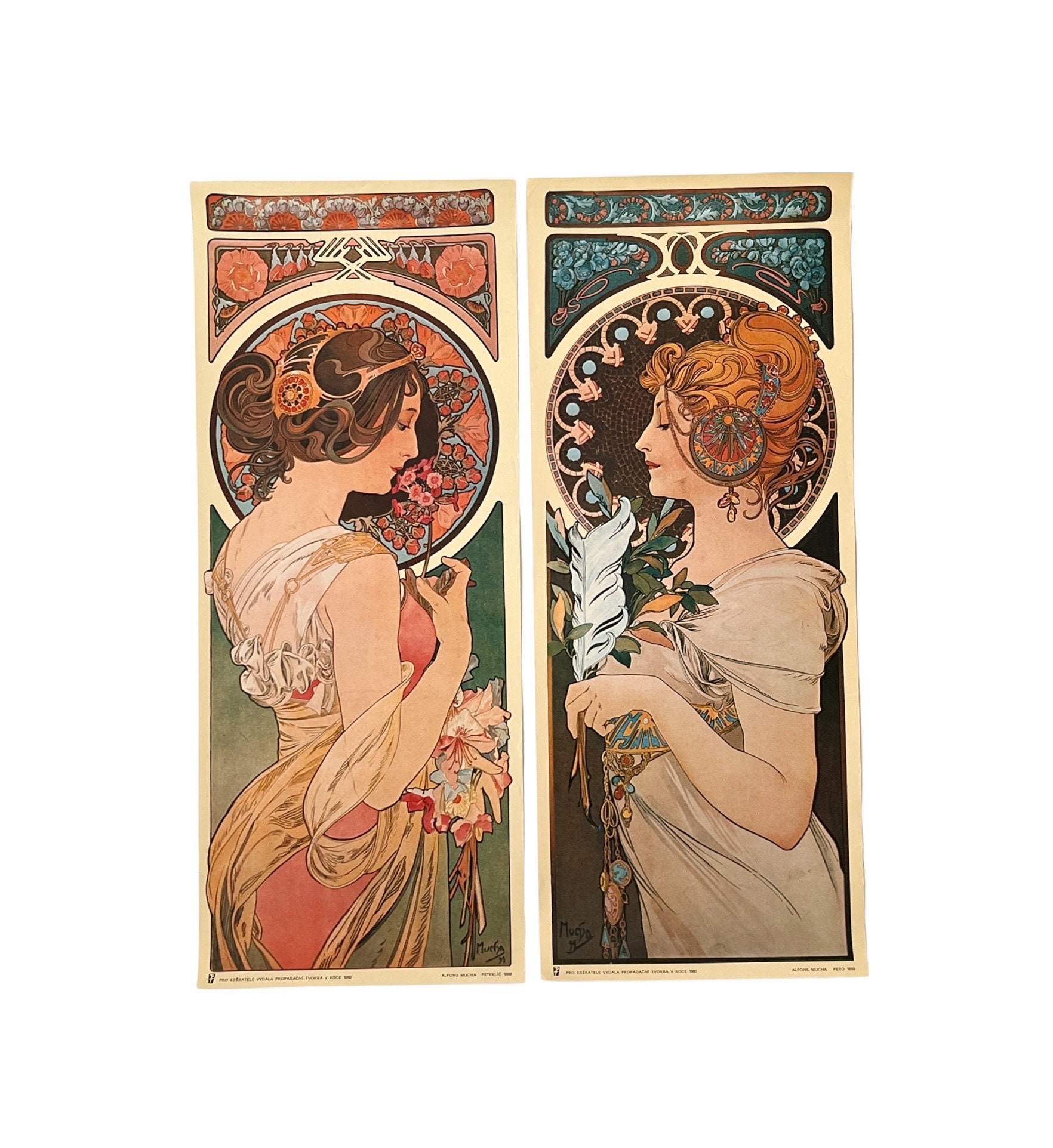 Alphonse Mucha アート作品 2点セット Art Nouveau ALPHONSE MUCHA Prints. the Primrose and the