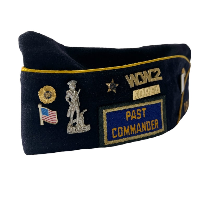 Vintage American Legion Cap: WW2 Korea Past Commander, Metal Pins (size ...