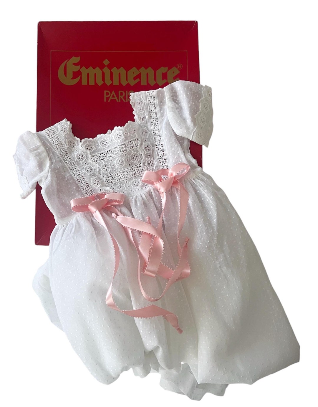 Vintage Eminence Paris Baby Christening Dress, 1956, White Batiste With ...