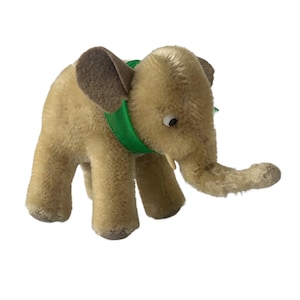 Etsy Listing: Vintage Steiff Mohair Elephant – Gray Plush with Felt Ears & Plastic Tusks
