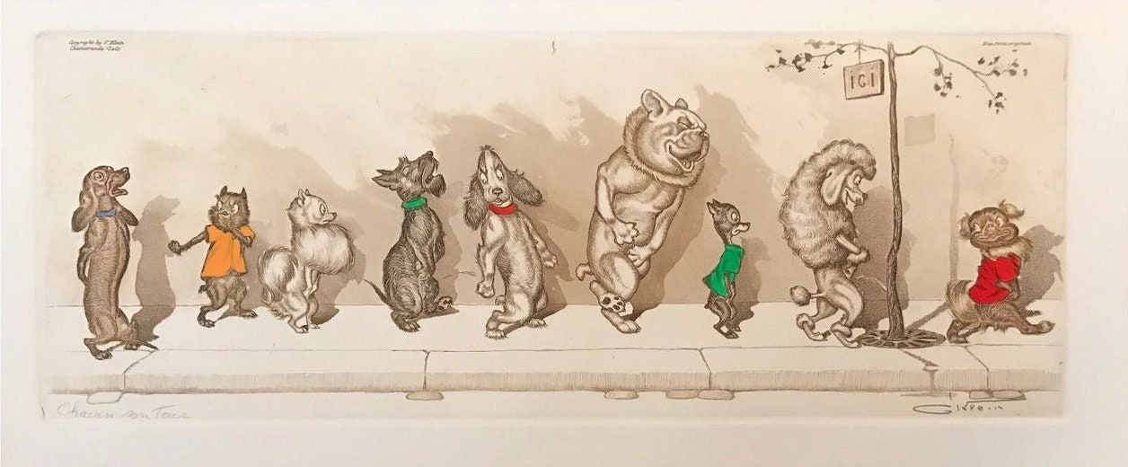 Boris O'klein. Original Signed Etching. Dirty Dogs of Paris. - Etsy
