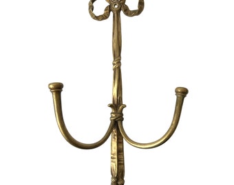 Pair of Antique French Brass Bow & Tassel Wall Coat Rack. Louis