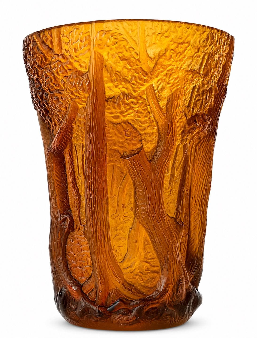 ヴィンテージ チェコアールデコ調 Josef Inwald Glassworks Art Deco Barolac Amber Glass Vase, Josef Inwald Dans La Forêt