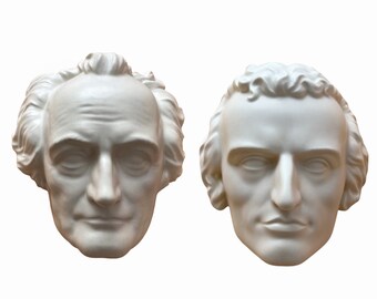 Vintage Wall Plaques of Goethe & Schiller – Keramos Wien Porcelain Heads – Made in Austria, 1980s