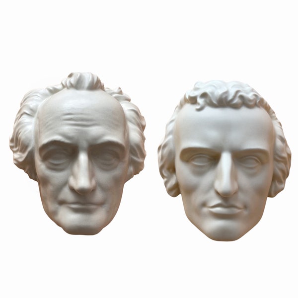 Wandmasken aus Bisquitporzellan von Keramos Wien. Philosoph. Goethe. Schiller.