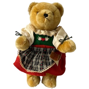 Vintage Mohair Hermann Teddy Bear – 1980s West Germany – Growler, Original Outfit & Tags