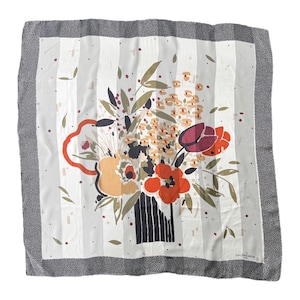 Vintage Floral Silk Scarf with Polka Dot Border – Comes with Original Gift Box