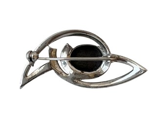 Broche Ancienne Art Déco - Marcassites Et Hématite Sur Argent