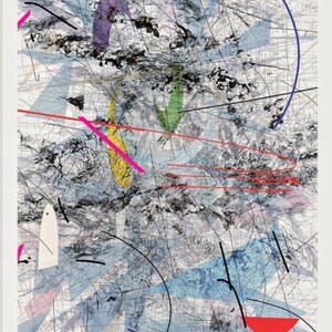 Julie Mehretu Easy Dark Museum Poster (2017) – Large Abstract Art Print