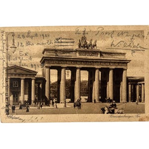 postale antique de Berlin des années 1920 | Porte de Brandebourg | En date du 31/12/1924 | postale allemande vintage | Éphémères européens de collection