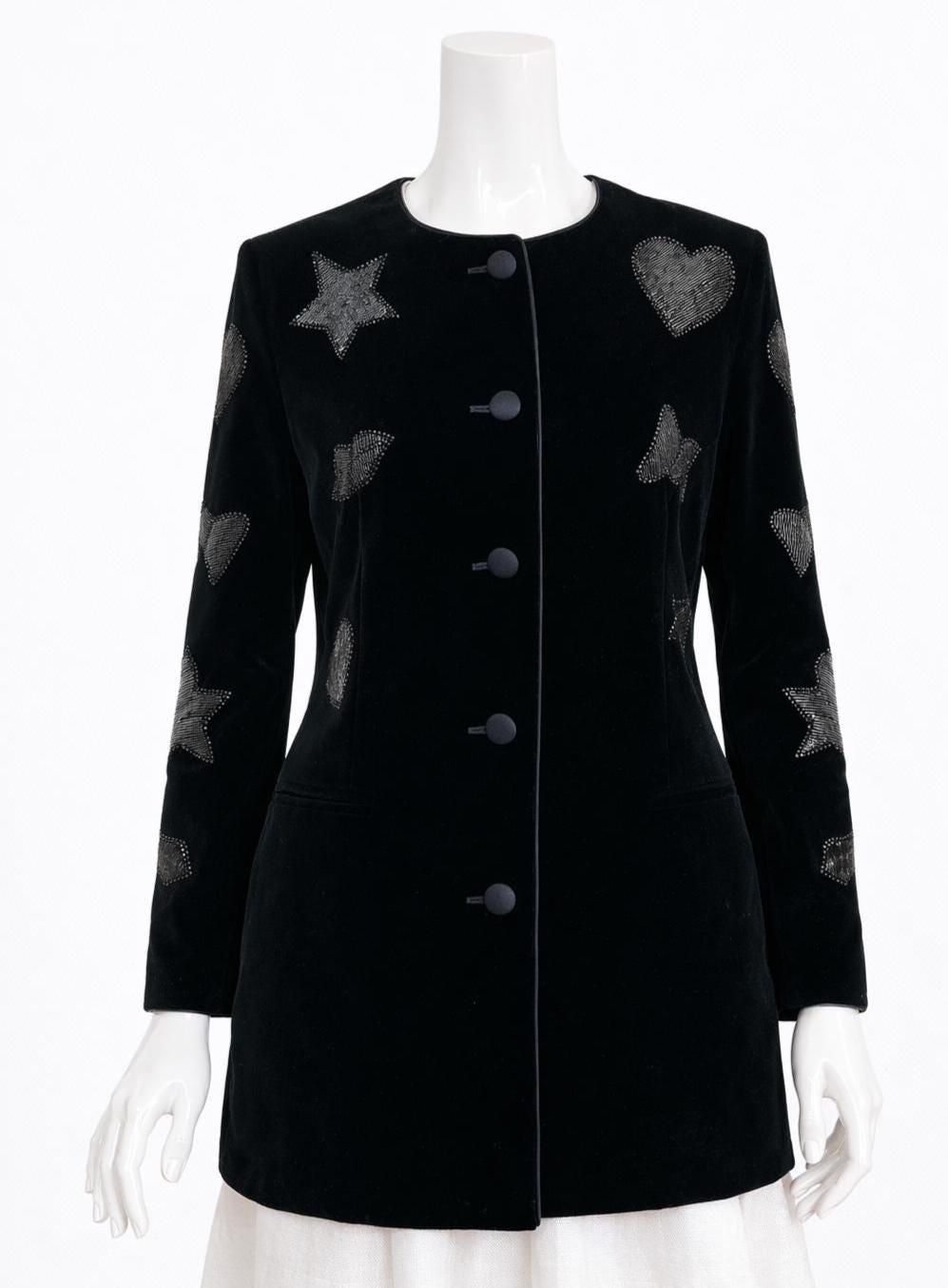 Vintage Escada Velvet Jacket Margaretha Ley Germany 80s 90s Beaded