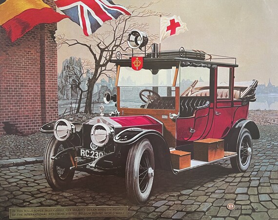 Vintage Rolls Royce Silver Ghost Lithograph, Queen Mary Car Art - Etsy