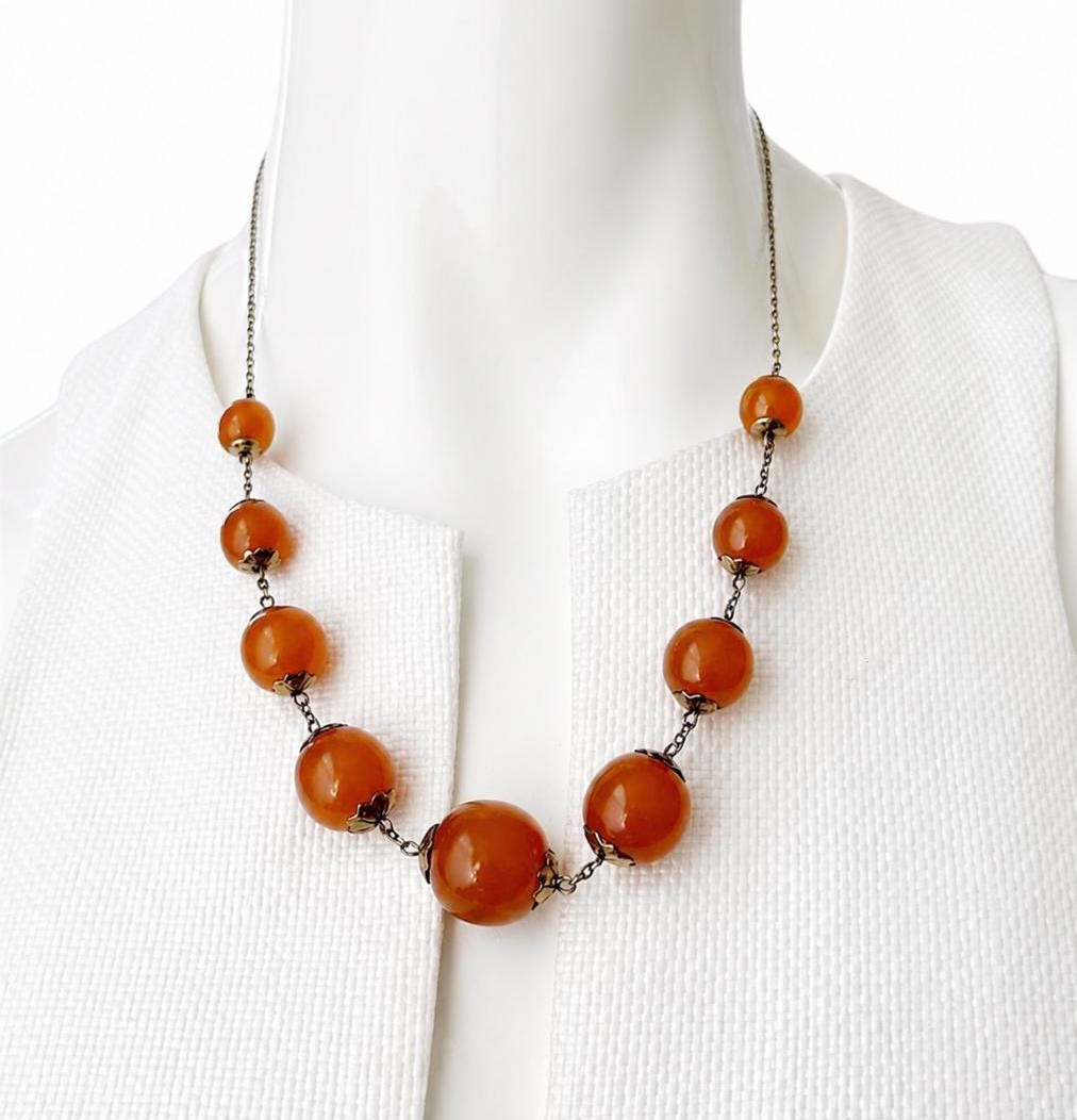 Soviet Baltic Amber and 875 Silver Necklace, Mid-century USSR - Etsy