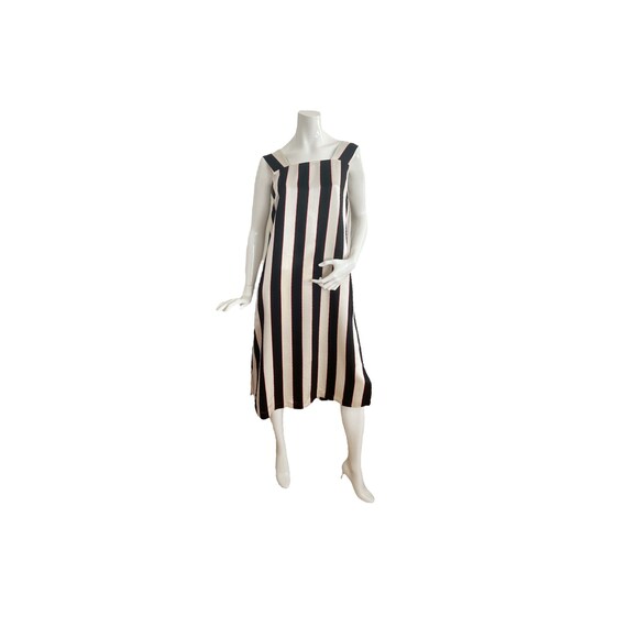 Viscose Satin Dress. Chic Slip Striped Vintage Dr… - image 2