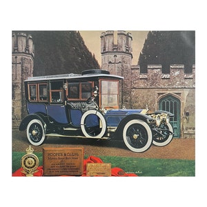 Vintage Car Lithograph. Rolls Royce. Silver Ghost. 1911. Hooper Limousine.