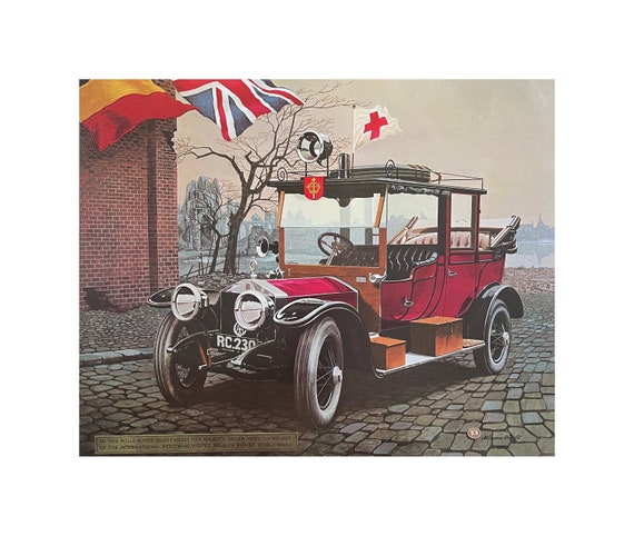 Vintage Rolls Royce Silver Ghost Lithograph, Queen Mary Car Art - Etsy
