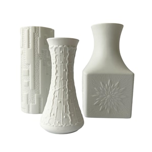 Elegant Vintage Set of Three White Bisque Porcelain Vases – Bavaria Schumann Arzberg, 1960s-70s