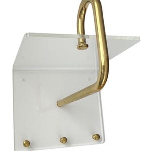 Vintage Lucite & Brass Wall-Mounted Coat Rack with Hat Shelf – Mid-Century Modern Wall Organizer