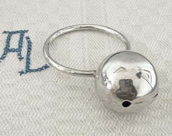 Sterling Silver Ring Handle Rattle Keepsake, 925 Vintage Silver Collectible Gift