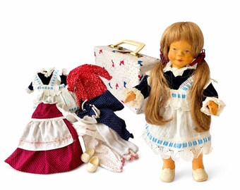 Vintage Hildegard Krahmer Kuck in Die Welt Doll With Suitcase and