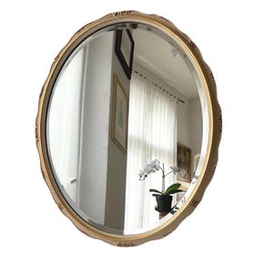 Vintage Oval Wall Mirror: Louis XVI Baroque Style, White & Gilded Frame
