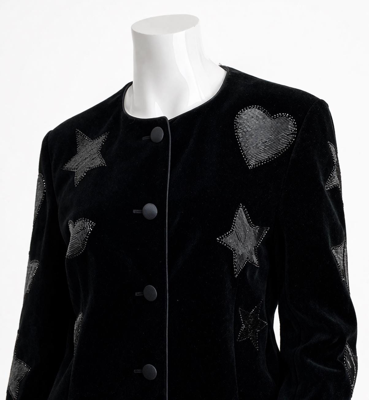 Vintage Escada Velvet Jacket Margaretha Ley Germany 80s 90s Beaded