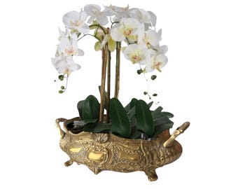 Vintage French Brass Jardinière. Brass Planter.  Cachepot. Indoor gardening. Flowers Decor