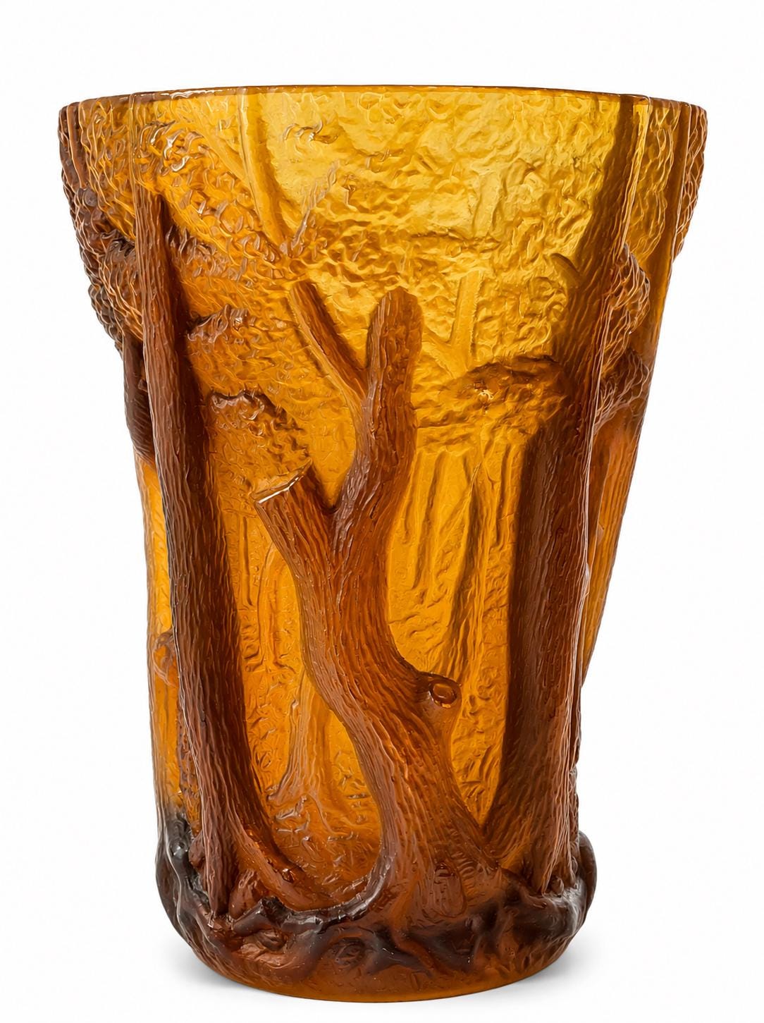 ヴィンテージ チェコアールデコ調 Josef Inwald Glassworks Art Deco Barolac Amber Glass Vase, Josef Inwald Dans La Forêt