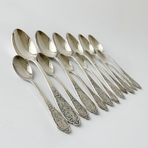 Vintage Art Nouveau Style Silverware Set – 6 Tablespoons & 6 Teaspoons – 1950s-60s USSR Flatware – ЮММЕТ